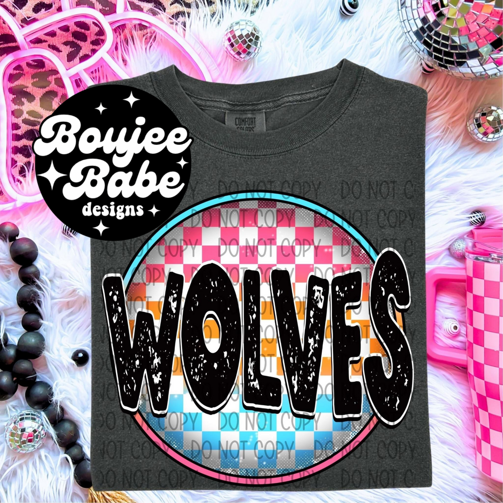 Wolves Neon Checkered