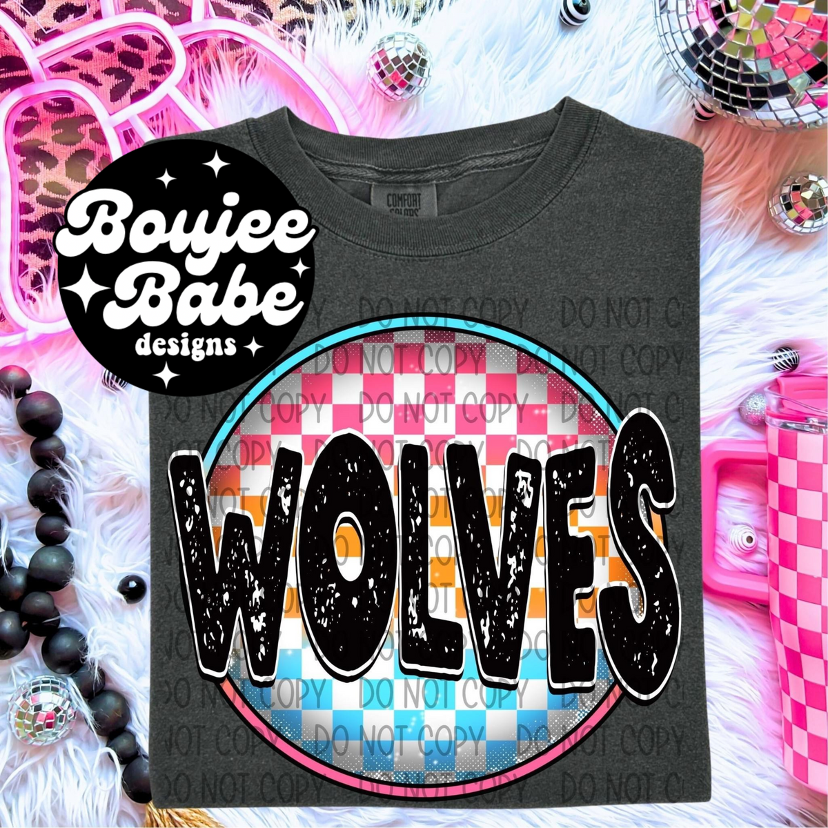 Wolves Neon Checkered